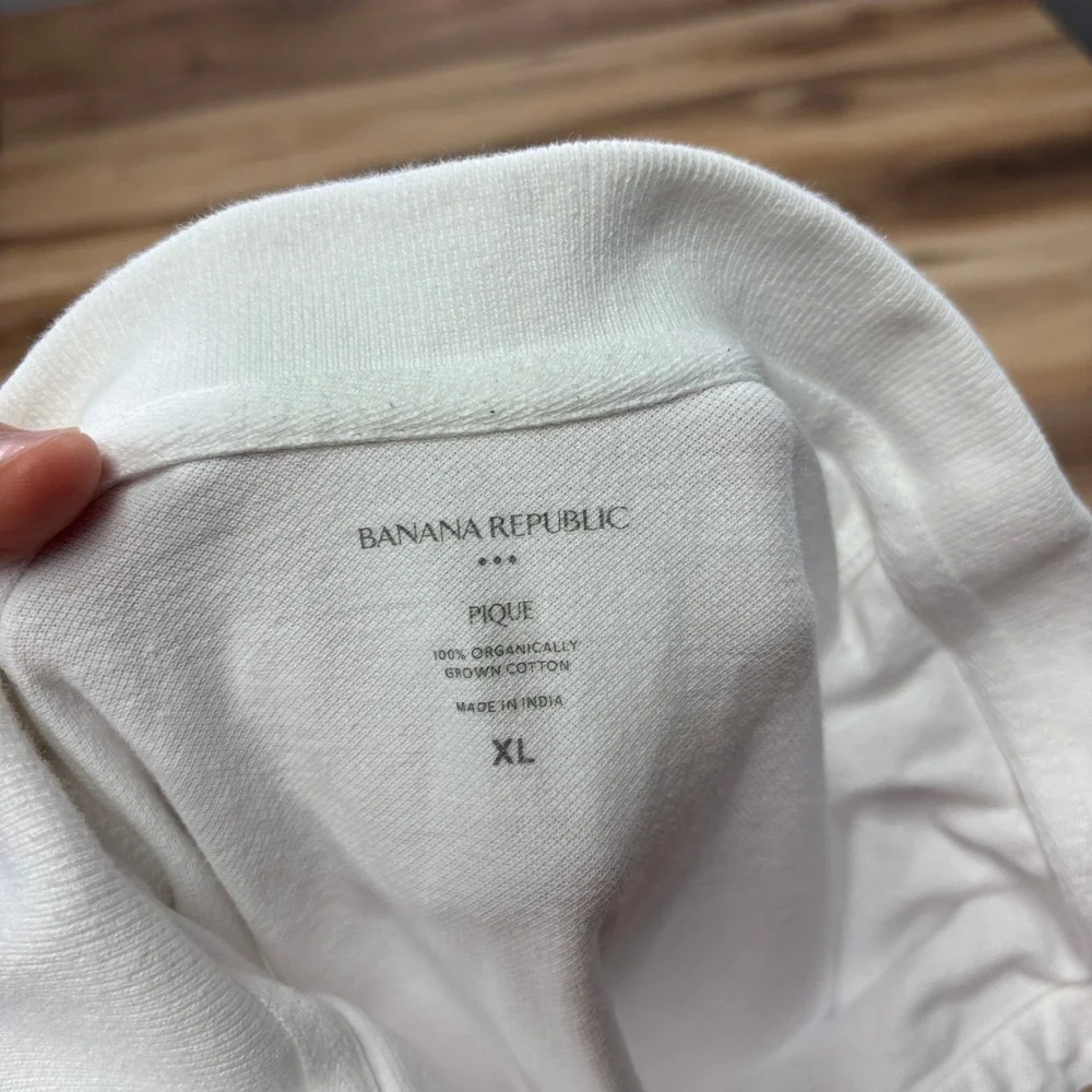 Banana Republic Polo Shirt Mens XL Minimalist Organic Cotton Pique White Classic